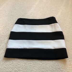 Black and white striped mini skirt